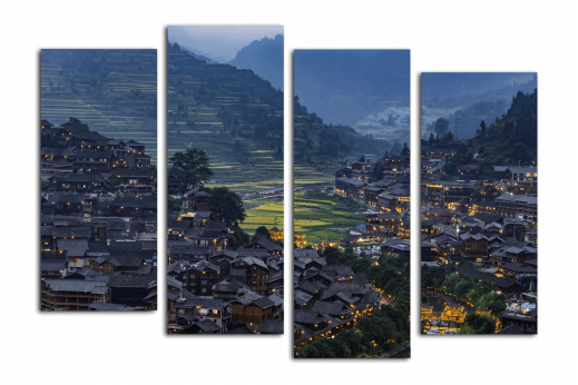 Модульная картина Китайская деревня